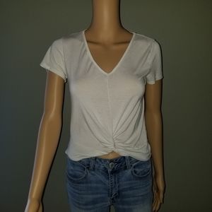Gaze Cream Crop Top with Knot detail